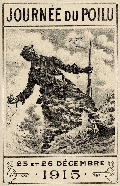 Poster di propaganda francese della Prima Guerra Mondiale "Journée du Poilu". 25 e 26 dicembre 1915, pub. 1915 (litografia a colori) da Maurice Louis Henri Neumont