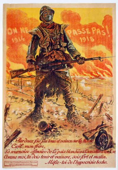 On ne passe pas, 1914-1918, stampato a Parigi, c.1918 da Maurice Louis Henri Neumont