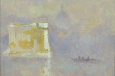 Pila bianca circondata dalla nebbia (acquerello su carta) da Maurice Louvrier