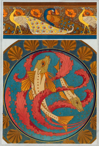 Progetti per il bordo di pavone e papavero, pub. 1897 da Maurice Pillard Verneuil