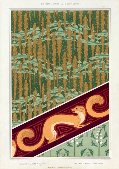 Progetti per carta da parati, bordo e tessuto di seta, pub. 1897 da Maurice Pillard Verneuil