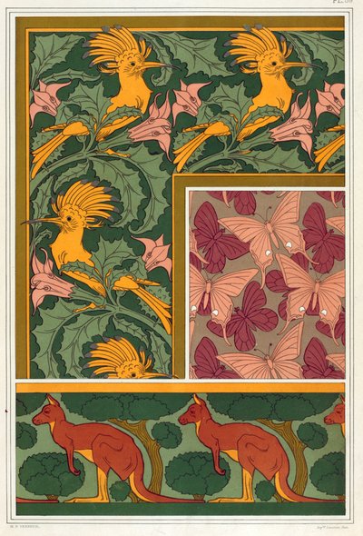 Progetti per bordi di carta da parati e tessuto di seta, pub. 1897 da Maurice Pillard Verneuil
