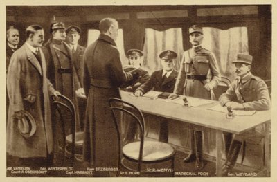 Riunione per la firma del trattato di armistizio (litografia) da Maurice Pillard Verneuil