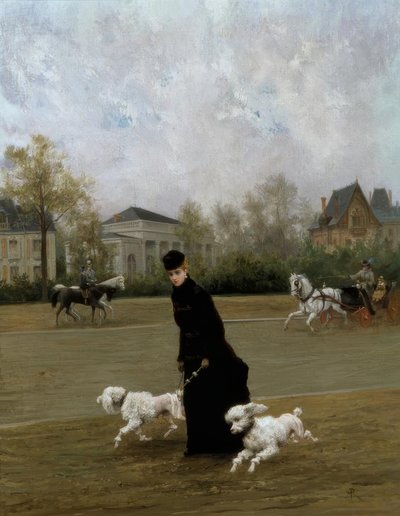 Elegante al Bois de Boulogne, Parigi, 1877 da Maurice Poirson