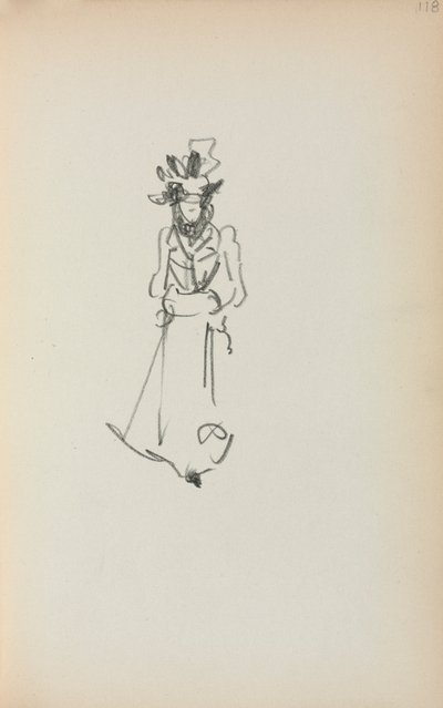 Quaderno degli schizzi italiano: Donna in piedi ( pagina 118) da Maurice Prendergast