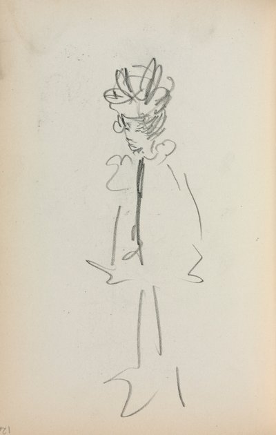 Quaderno di schizzi italiano: Donna in piedi vista di 3/4 (pagina 126) da Maurice Prendergast