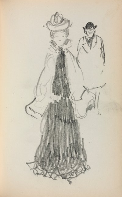 Quaderno degli schizzi italiano: Donna e uomo in piedi (pagina 125) da Maurice Prendergast