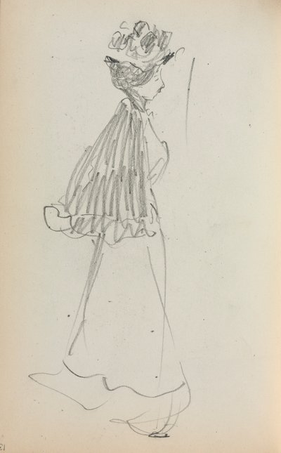 Quaderno degli schizzi italiano: Donna in piedi di profilo (pagina 130) da Maurice Prendergast