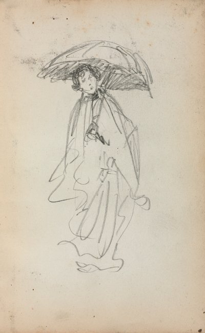 Quaderno degli schizzi italiano: Donna in piedi con ombrellino (pagina 259) da Maurice Prendergast
