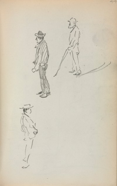 Quaderno degli schizzi italiano: Tre uomini in piedi (pagina 44) da Maurice Prendergast