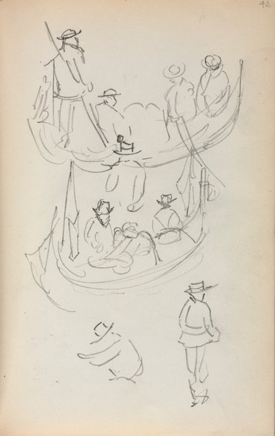 Quaderno di schizzi italiani: Due gondole con figure da Maurice Prendergast