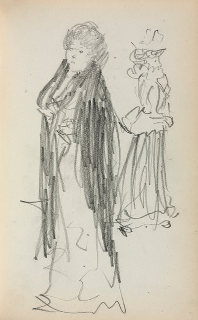Quaderno degli schizzi italiano: Due donne in piedi (pagina 129) da Maurice Prendergast