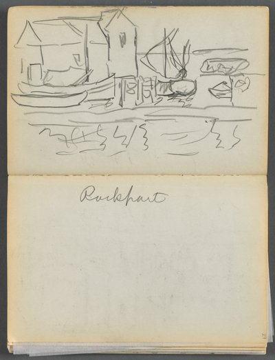 Libro di schizzi - The Granite Shore Hotel, Rockport, pagina 028 e 29: "Rockport". da Maurice Prendergast