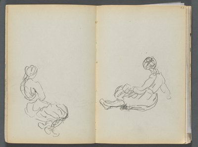 Libro di schizzi - The Granite Shore Hotel, Rockport, pagina 042 e 43: Due figure femminili sedute da Maurice Prendergast