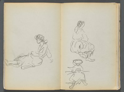Libro di schizzi - The Granite Shore Hotel, Rockport, pagina 048 e 49: Figure femminili sedute da Maurice Prendergast