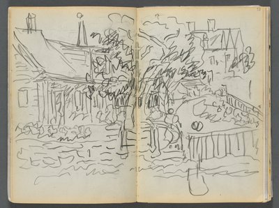 Sketchbook- The Granite Shore Hotel, Rockport, pagina 052 e 53: Case e giardini da Maurice Prendergast