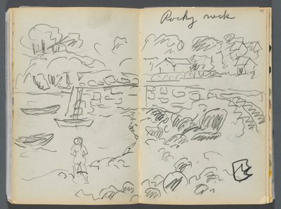 Libro di schizzi - The Granite Shore Hotel, Rockport, pagina 088 e 89: "Rocky Neck". da Maurice Prendergast