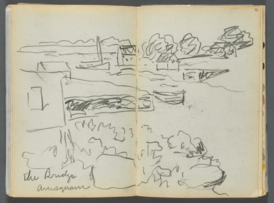 Sketchbook- The Granite Shore Hotel, Rockport, pagina 092 e 93: "Il ponte di Annisquam". da Maurice Prendergast
