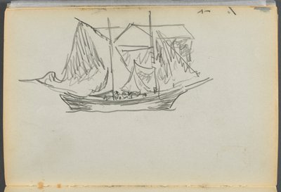 Libro di schizzi - The Granite Shore Hotel, Rockport, pagina 098: Barca a vela da Maurice Prendergast