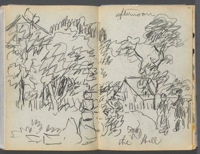 Sketchbook- The Granite Shore Hotel, Rockport, pagina 104-105: "Pomeriggio, la collina". da Maurice Prendergast