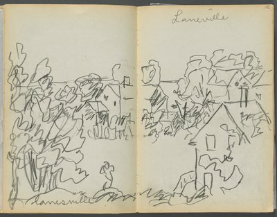 Sketchbook- The Granite Shore Hotel, Rockport, pagina 144 e 145: "Lanesville". da Maurice Prendergast