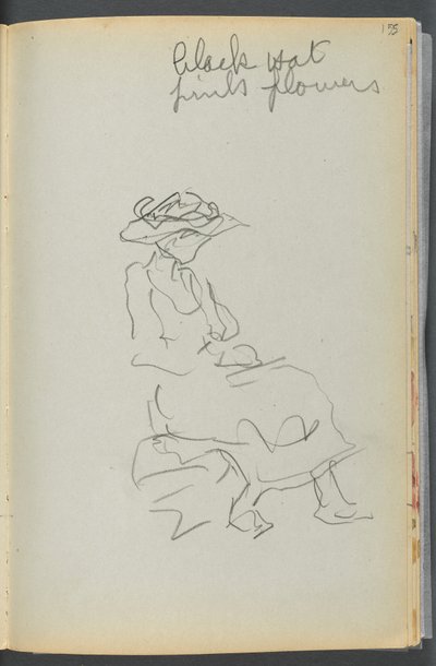 Libro di schizzi - Il Granite Shore Hotel, Rockport, pagina 155: Donna seduta con appunti da Maurice Prendergast