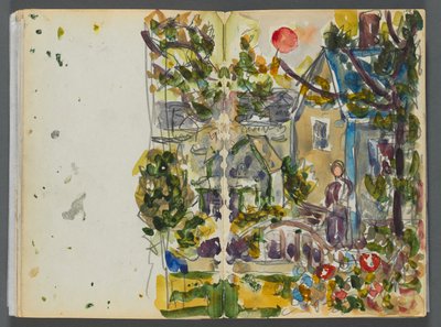 Libro di schizzi - Il Granite Shore Hotel, Rockport, pagine 158 e 159: Casa e giardino da Maurice Prendergast