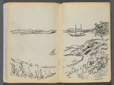 Libro di schizzi - The Granite Shore Hotel, Rockport, pagine 180 e 181: Linea di riva da Maurice Prendergast