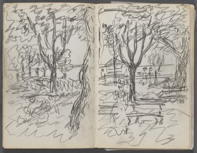 Taccuino di schizzi, The Dells, N° 127, pagina 008 e 9: Paesaggio da Maurice Prendergast