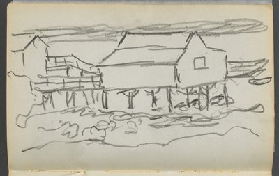 Sketchbook, The Dells, N° 127, pagina 014: Casa su un molo da Maurice Prendergast