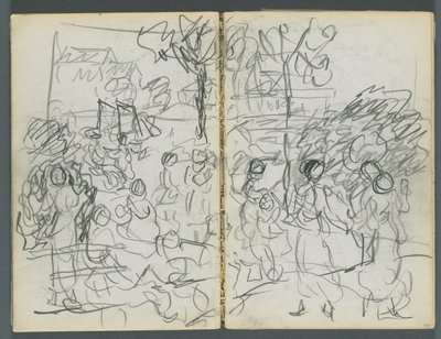 Sketchbook, The Dells, N° 127, pagina 076 e 77: Figure in un paesaggio da Maurice Prendergast