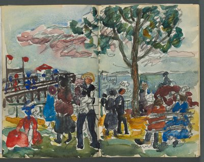 Sketchbook, The Dells, N° 127, pagina 122 e 123: Figure su una costa da Maurice Prendergast