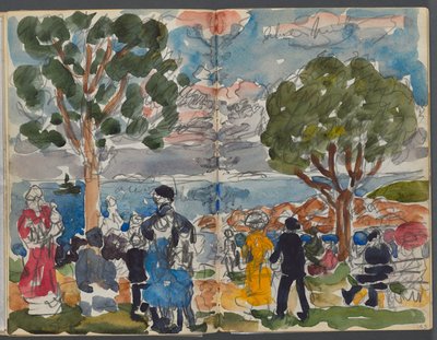 Sketchbook, The Dells, N° 127, pagina 142 e 143: Figure su una costa da Maurice Prendergast