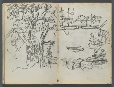 Sketchbook, The Dells, N° 127, pagina 162 e 163: Vista sul porto da Maurice Prendergast