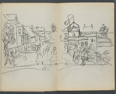 Sketchbook, The Dells, N° 127, pagina 174 e 175: Villaggio con case e strada da Maurice Prendergast