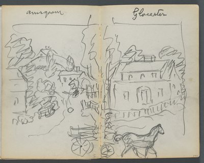 Sketchbook, The Dells, n. 127, pagine 176 e 177: "Annisquam - Glocester". da Maurice Prendergast