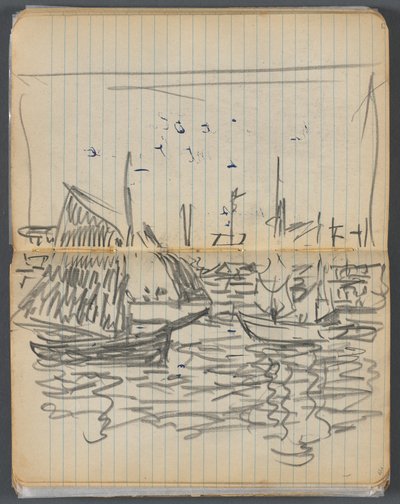 Taccuino degli schizzi, pagina 056 e 57: Veduta di barche a vela da Maurice Prendergast