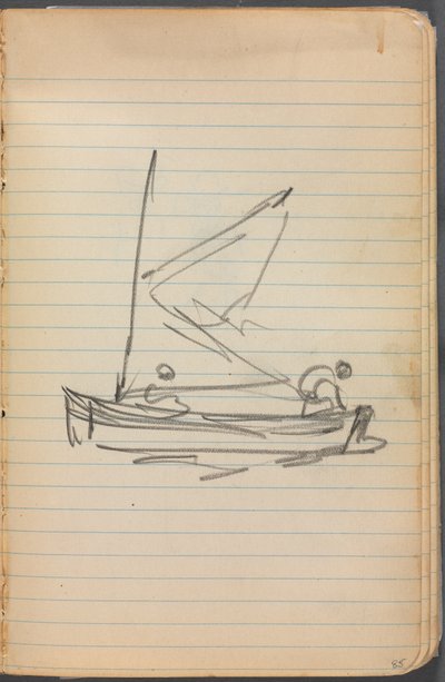 Taccuino degli schizzi, pagina 085: Barca a vela con due figure da Maurice Prendergast