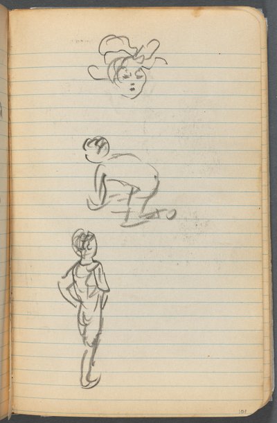 Quaderno di schizzi, pagina 101: Tre figure da Maurice Prendergast