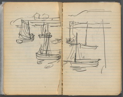 Sketchbook, pagina 124 e 125: barche a vela da Maurice Prendergast