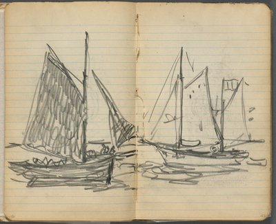 Taccuino degli schizzi, pagina 156 e 157: Vista di barche a vela da Maurice Prendergast