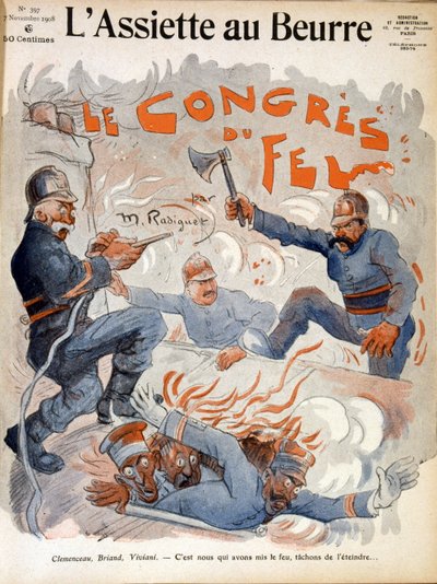 Statisti francesi Aristide Briand, Georges Clemenceau e Rene Viviani da Maurice Radiguet