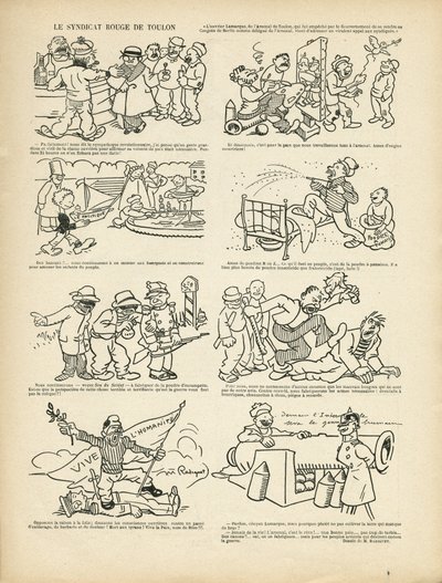 Illustrazione di Maurice Radiguet (1866-1941) in Le Rire, 21/12/12 - Il sindacato rosso di Tolone - Sindacalismo, Tolone da Maurice Radiguet