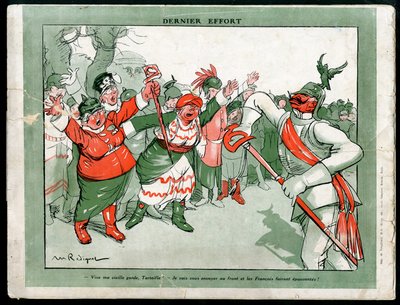 Illustrazione di Maurice Radiguet in Moda in Germania, ca. 1915 - Ultimo Sforzo - Guerra del 14-18, Germania Prussia, Moda, Triplice - Guglielmo II da Maurice Radiguet