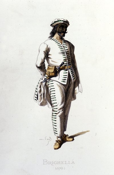 Il personaggio di Brighella nel 1570. Maurice Sand “Maschere e Buffoni” Parigi XIX secolo. (Maurice Sand era il figlio di George Sand). da Maurice Sand