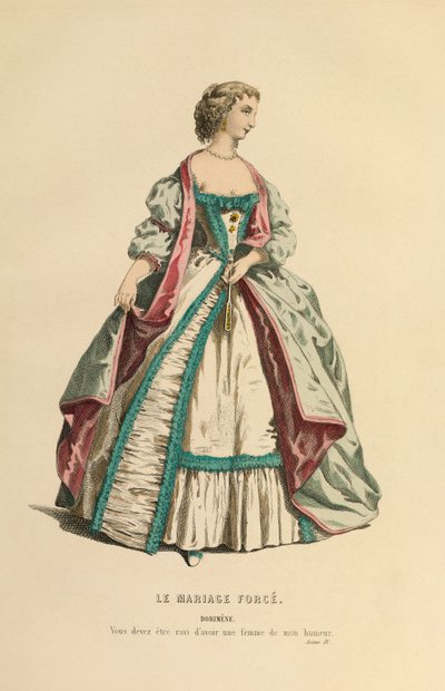 Costume per il ruolo di Dorimene, 1868 circa (incisione) da Maurice Sand