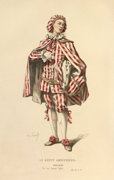 Costume per il ruolo di Gros - Rene, 1868 circa (incisione) da Maurice Sand