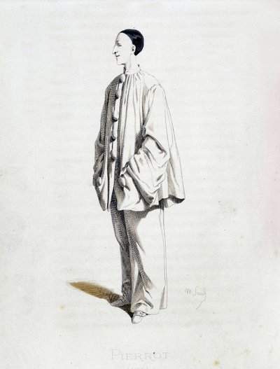 Pierrot da "Masques et bouffons" (commedia italiana), testo e disegni di Maurice Sand, incisioni di A. Manceau, prefazione di Georges Sand, Parigi, Michel Lévy Frères da Maurice Sand