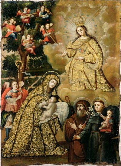 Visione della Vergine come Nostra Signora della Misericordia con tre santi da Mauricio school of Garcia
