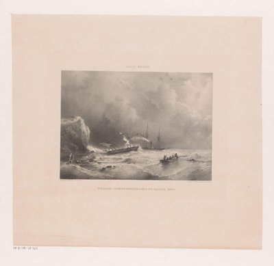 Barche in difficoltà durante una tempesta in mare da Maurits Frederik Hendrik De Haas